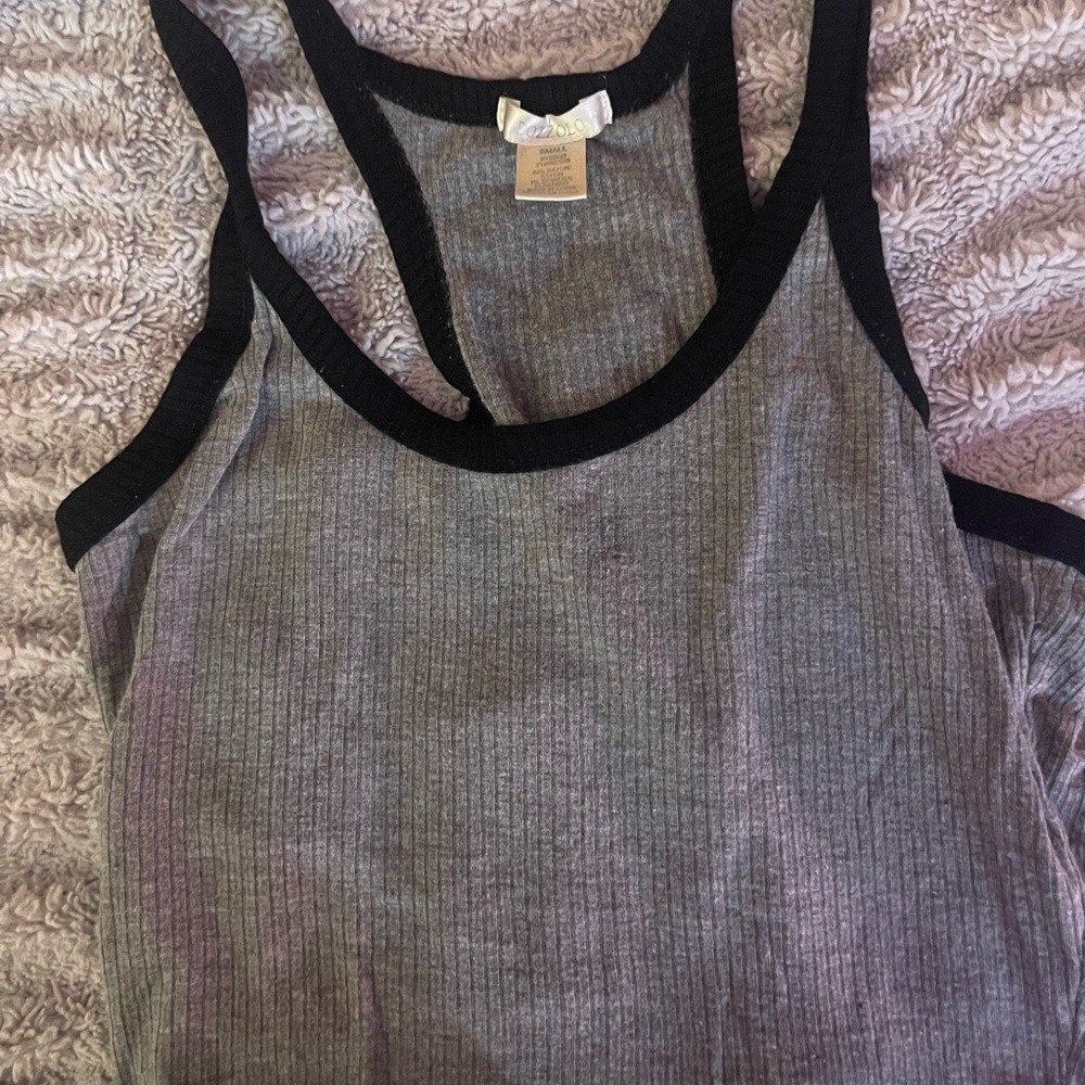 Gray Ribbed Tank Top